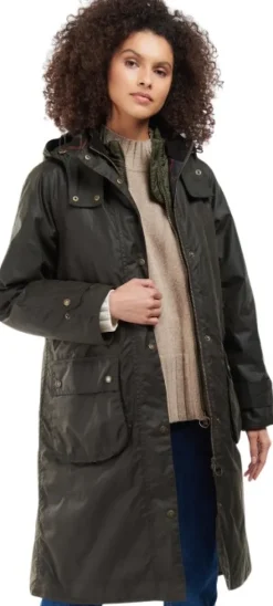 Barbour Long Cannich Wax Jacket naisten vahatakki, Olive/Classic