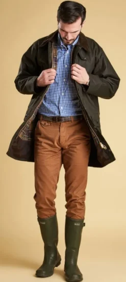 Barbour M's Classic Northumbria Wax Jacket Dark Olive Check