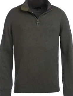 Barbour M's Cotton Half Zip Olive Marl