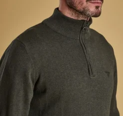 Barbour M's Cotton Half Zip Olive Marl