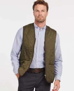 Barbour M's Polarquilt Waistcoat Zip In Liner Dark Olive Check