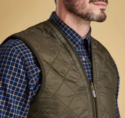 Barbour M's Polarquilt Waistcoat Zip In Liner Dark Olive Check