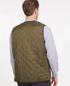 Barbour M's Polarquilt Waistcoat Zip In Liner Dark Olive Check