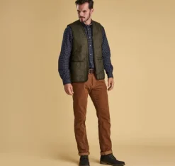 Barbour M's Polarquilt Waistcoat Zip In Liner Dark Olive Check