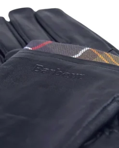 Barbour Tartan Leather Glove naisten käsine, Black
