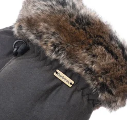 Barbour Wax with Fur Trim Mittens naisten kintaat, maastonvihreä