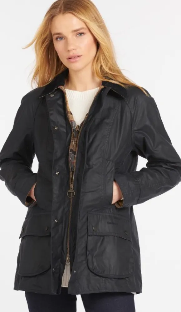 Barbour W's Beadnell Wax Jacket Navy