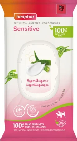 Beaphar BIO Pet Wipes Sensitive kosteat pyyhkeet, 30 kpl