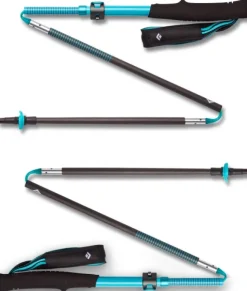 Black Diamond Distance Carbon FLZ Poles naisten vaellussauvat, turkoosi/musta