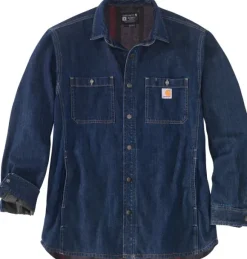 Carhartt Denim Fleece Lined Snap Front Shirt Glacier vuorillinen farkkupaita