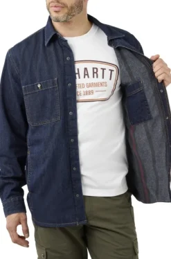 Carhartt Denim Fleece Lined Snap Front Shirt Glacier vuorillinen farkkupaita