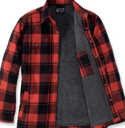Carhartt Flannel Sherpa-Lined Shirt Jacket flanellipaita, punainen