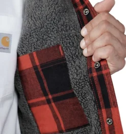 Carhartt Flannel Sherpa-Lined Shirt Jacket flanellipaita, punainen
