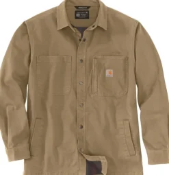 Carhartt Fleece Lined Snap Front Shirt Jacket vuorillinen paita, ruskea