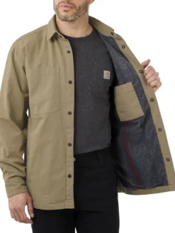 Carhartt Fleece Lined Snap Front Shirt Jacket vuorillinen paita, ruskea