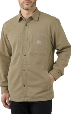 Carhartt Fleece Lined Snap Front Shirt Jacket vuorillinen paita, ruskea