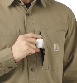 Carhartt Fleece Lined Snap Front Shirt Jacket vuorillinen paita, ruskea