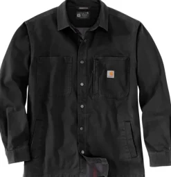 Carhartt Fleece Lined Snap Front Shirt Jacket vuorillinen paita, musta