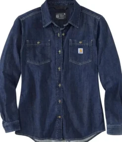 Carhartt Midweight Denim L/S Shirt Zion naisten farkkupaita