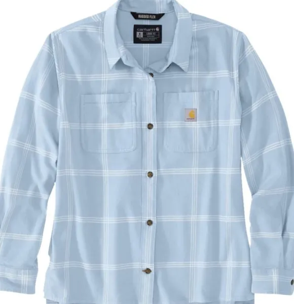 Carhartt Midweight Flannel L/S Plaid Shirt Carhartt naisten flanellipaita, vaaleansininen