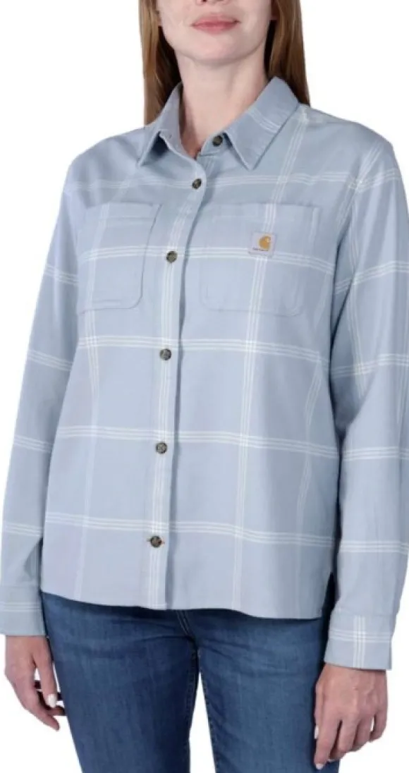 Carhartt Midweight Flannel L/S Plaid Shirt Carhartt naisten flanellipaita, vaaleansininen