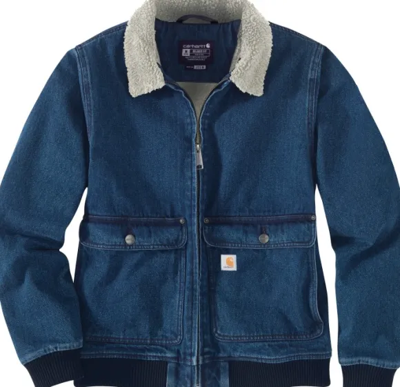 Carhartt Relaxed Fit Denim Sherpa Lined Jacket naisten vuorattu farkkutakki