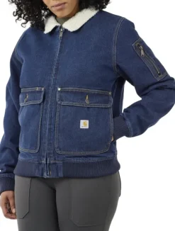 Carhartt Relaxed Fit Denim Sherpa Lined Jacket naisten vuorattu farkkutakki
