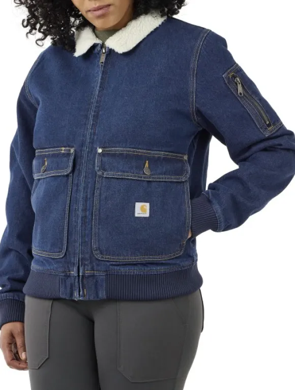 Carhartt Relaxed Fit Denim Sherpa Lined Jacket naisten vuorattu farkkutakki