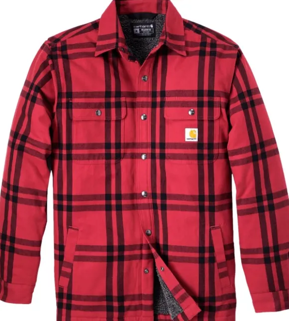 Carhartt Roane Hooded Shirt Jacket vuorillinen paita, Crabapple