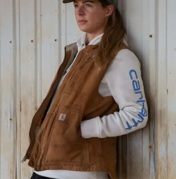 Carhartt vuorattu Mock Neck naisten liivi, ruskea