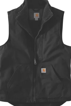 Carhartt Washed Duck Lined Mockneck Vest fleeceliivi, musta