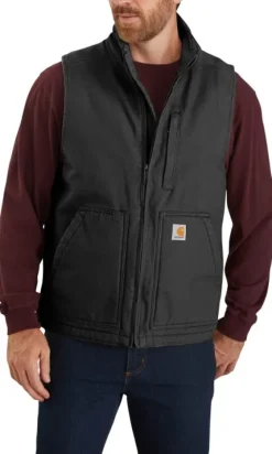Carhartt Washed Duck Lined Mockneck Vest fleeceliivi, musta