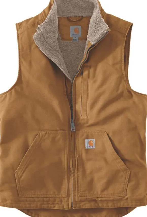 Carhartt Washed Duck Lined Mockneck Vest fleeceliivi, Carhartt® Brown