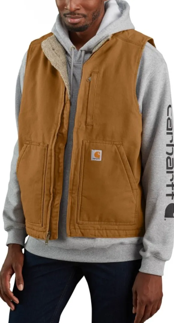 Carhartt Washed Duck Lined Mockneck Vest fleeceliivi, Carhartt® Brown