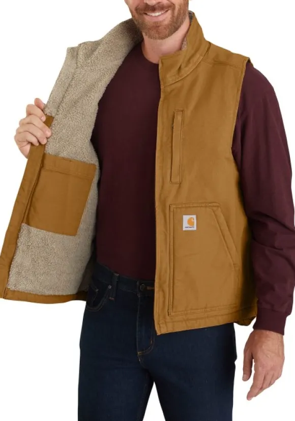 Carhartt Washed Duck Lined Mockneck Vest fleeceliivi, Carhartt® Brown