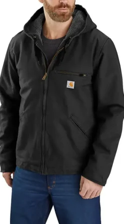 Carhartt Washed Duck Sherpa Lined Jacket takki, Black