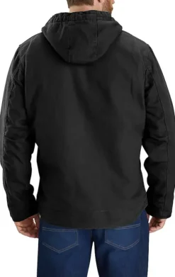 Carhartt Washed Duck Sherpa Lined Jacket takki, Black