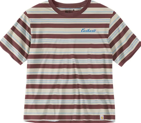 Carhartt W's Fiber Series Striped S/S T-Shirt Barnwood Stripe