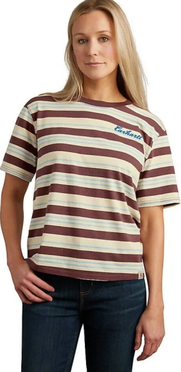 Carhartt W's Fiber Series Striped S/S T-Shirt Barnwood Stripe