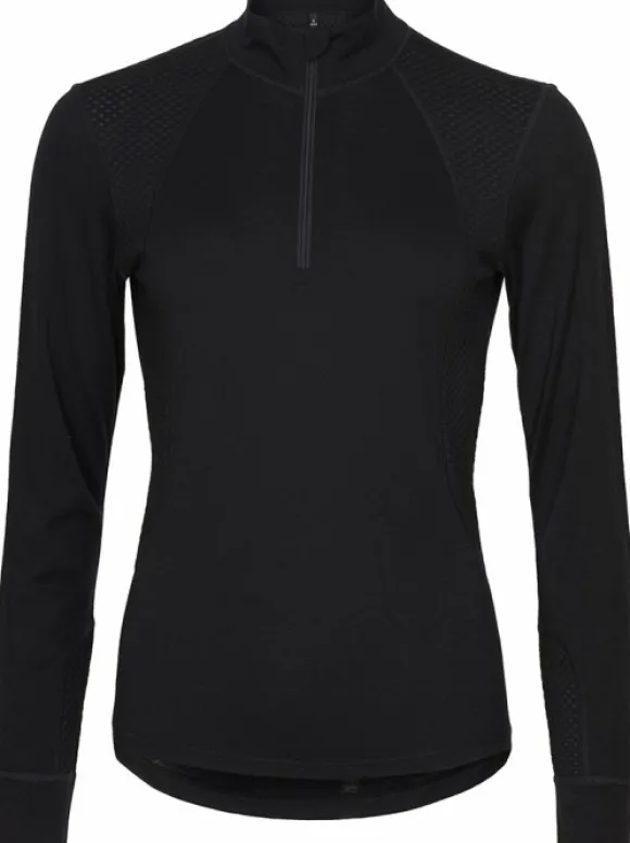Catago Madeleine Long Sleeve Halfzip naisten aluskerrastopaita, musta