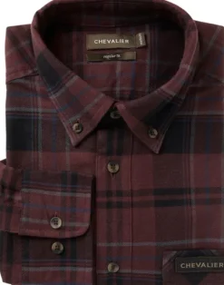 Chevalier M's Willow Flannel Shirt Wine Red Checked