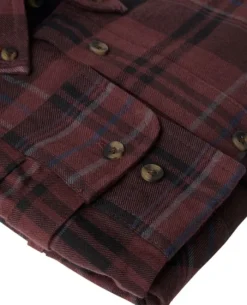 Chevalier M's Willow Flannel Shirt Wine Red Checked