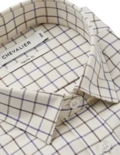 Chevalier Sheppey -kauluspaita naisille, kermanvalkoinen/ruutu