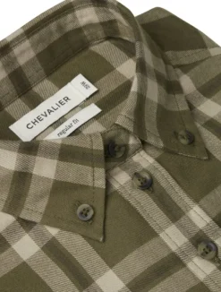 Chevalier Teal Light Flannel Shirt naisten flanellipaita, Olive Green Checked