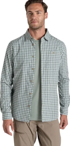 Craghoppers M's NosiLife Nuoro Check Long Sleeved Shirt Lichen Green / Ecru Check
