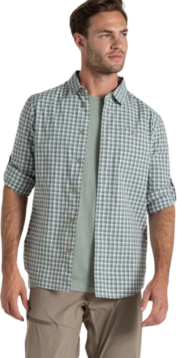 Craghoppers M's NosiLife Nuoro Check Long Sleeved Shirt Lichen Green / Ecru Check