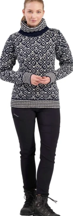 Devold Svalbard Wool High Neck villapaita, unisex, musta/valkoinen