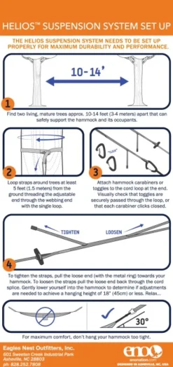 Eno Helios Ultralight Suspension System kiinnitysjärjestelmä riippumatolle, harmaa, 2,46 m