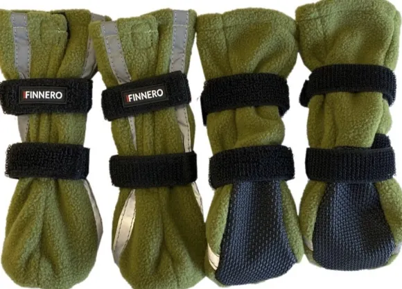 FinNero Hundsko HALLA koiran tossut, XXS-S, 4-pack, Reflex Grön