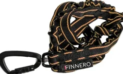 FinNero POWER talutushihna jousto-osiolla, musta/oranssi